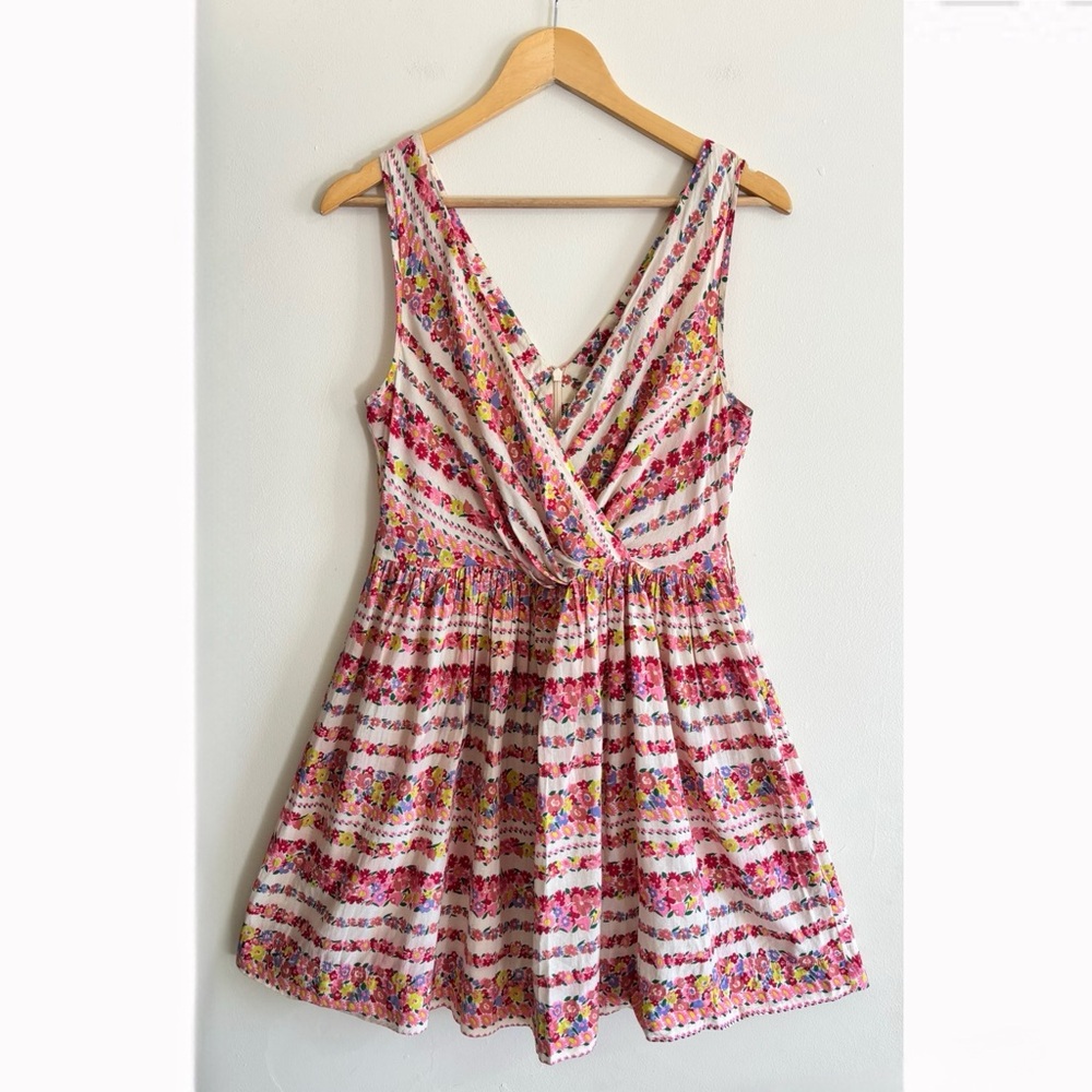 Topshop Womens Dress Size 8 White Floral Sleeveless Pleated Fit & Flare Bohemian